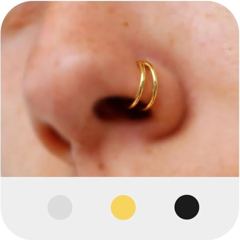 NEW! Double Hoop Nose Ring - Gold 316L Surgical Steel Cartilage Earring 20g,8mm